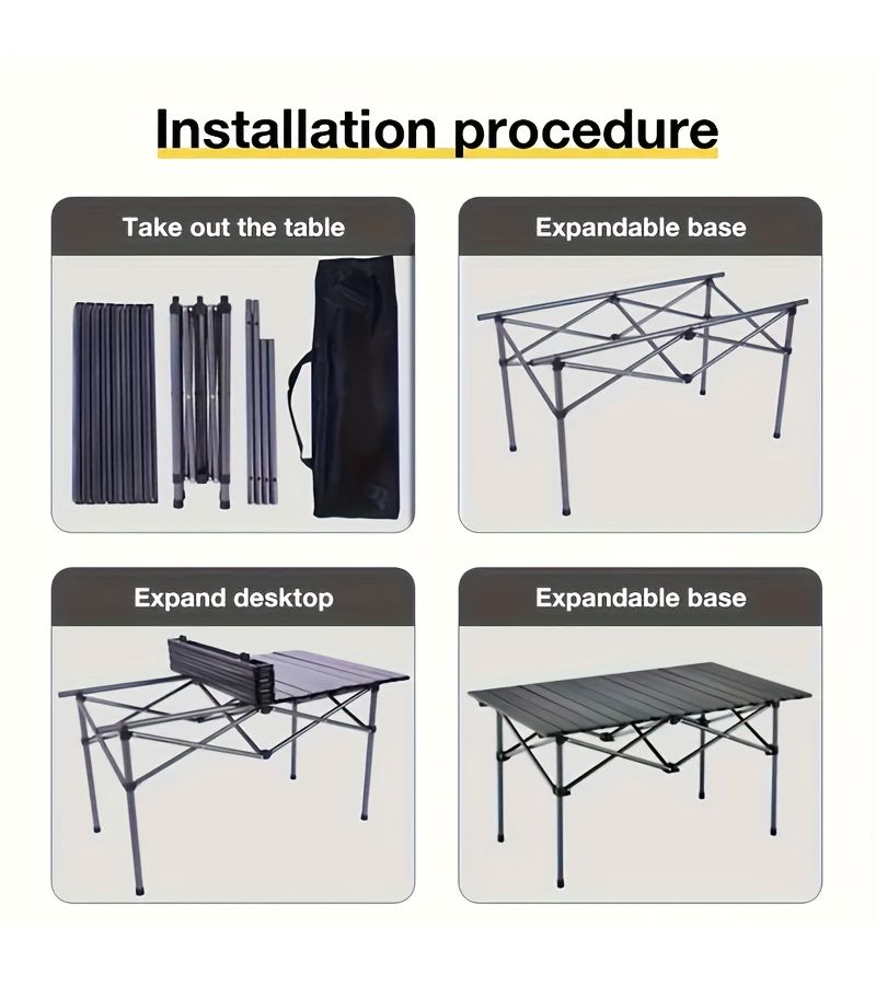 Stainless Steel Folding Table Black Silvery 20.87 by 19.69 Inch for Camping And Barbecue - Image 4