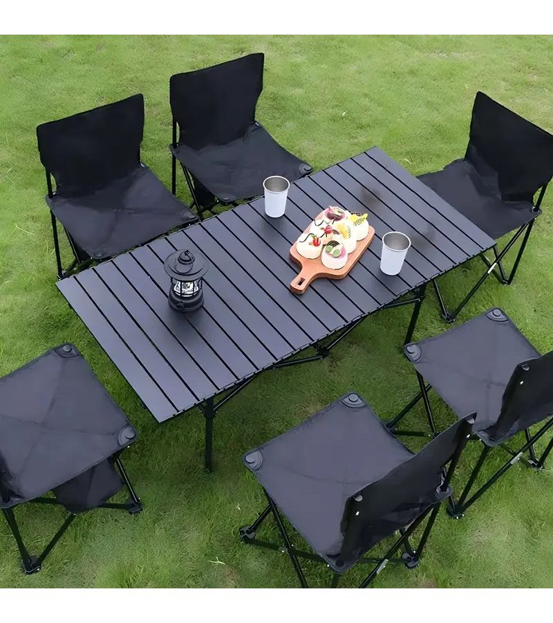 Stainless Steel Folding Table Black Silvery 20.87 by 19.69 Inch for Camping And Barbecue - Image 5