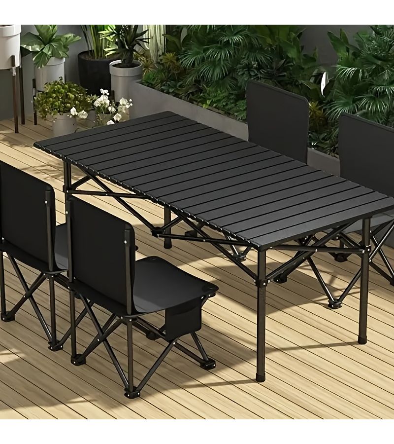 Stainless Steel Folding Table Black Silvery 20.87 by 19.69 Inch for Camping And Barbecue - Image 3