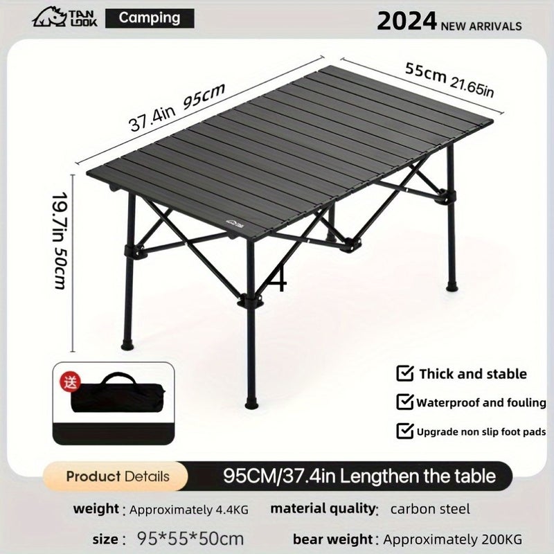 Stainless Steel Folding Table Black Silvery 20.87 by 19.69 Inch for Camping And Barbecue - Image 1