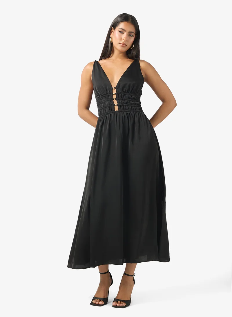 ELLA Deep Neck A-line Dress