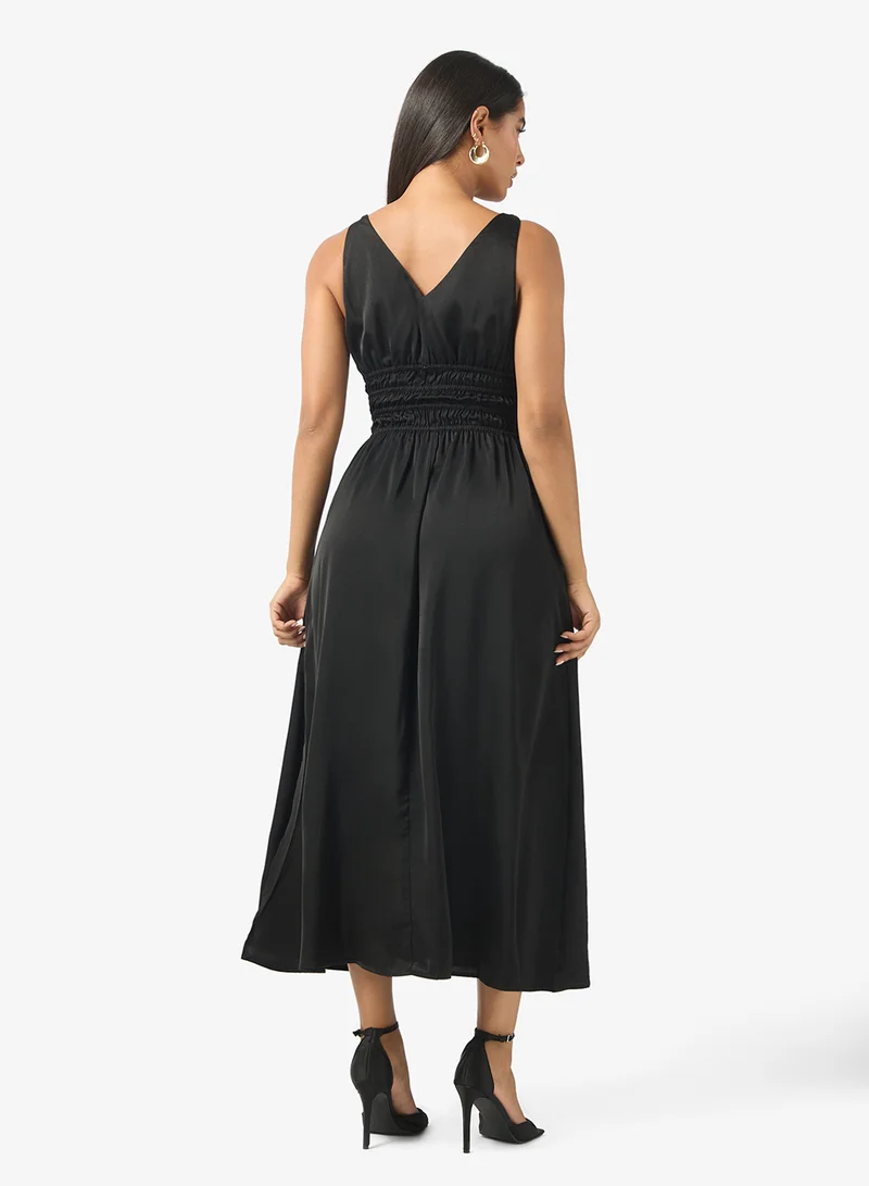 ELLA Deep Neck A-line Dress