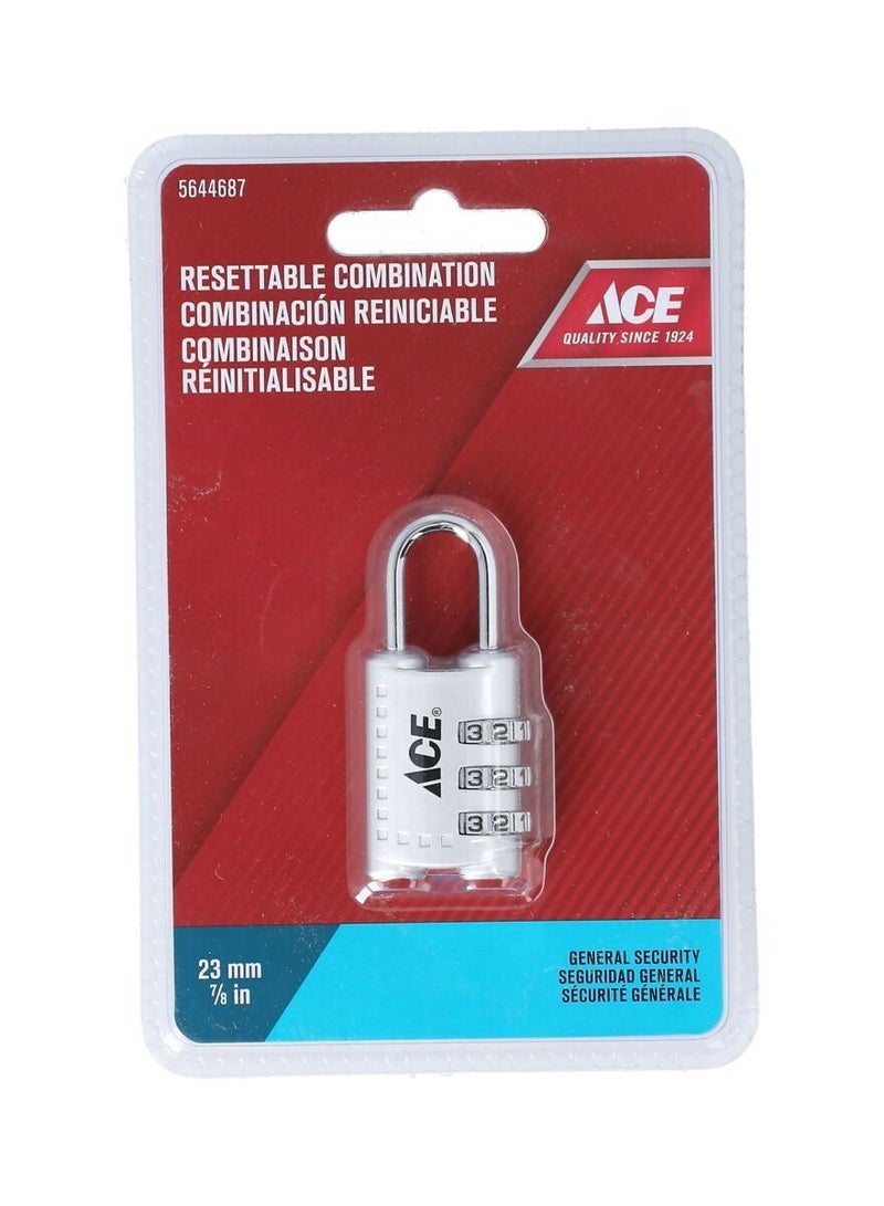 ACE Ace Resettable Combination Padlock Silver 23mm