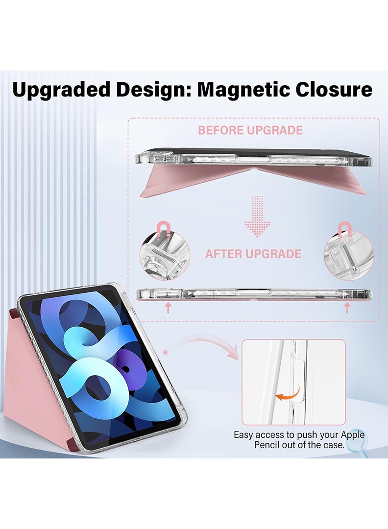 Theodor Case for iPad (A16) 11th 11 inch 2025 Gen iPad 11 Case/Case For iPad 10th Gen Case 2022 iPad 10 Case with Pencil Holder 8 Mutil Angles Folding Auto Wake/Sleep Transparent Shell Back with Pencil Holder Smart Cover for 11" iPad 11th 2025/10.9"iPad 10th Gen 2022- Pink - Image 4