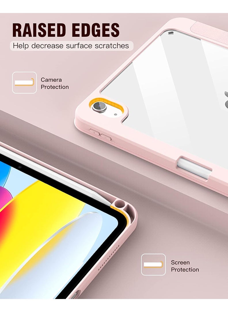 ثيودور جراب لجهاز iPad (A16) الجيل الحادي عشر (2025) مقاس 11 بوصة، جراب لجهاز iPad 11 بوصة / جراب لجهاز iPad الجيل العاشر (2022)، جراب لجهاز iPad 10 بوصة مع حامل قلم، قابل للطي بثمانية زوايا متعددة، خاصية التشغيل/الإيقاف التلقائي، غطاء خلفي شفاف مع حامل قلم، غطاء ذكي لجهاز iPad 11 بوصة (2025) / iPad 10.9 بوصة (2022) - وردي - Image 5
