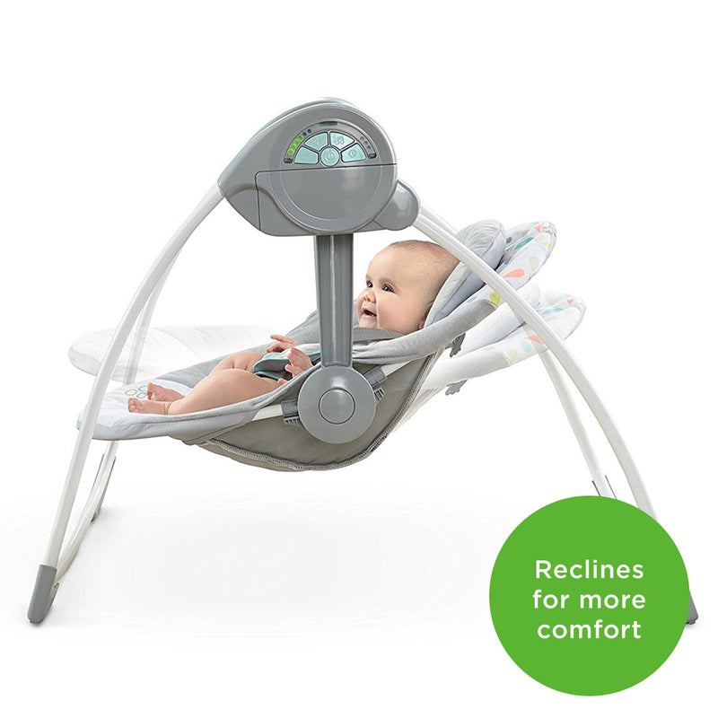 Ingenuity Comfort 2 Go Compact Portable 6-Speed Cushioned Baby Swing with Music, Folds Easy, 0-9 Months 6-20 lbs (Fanciful Forest) - Image 3