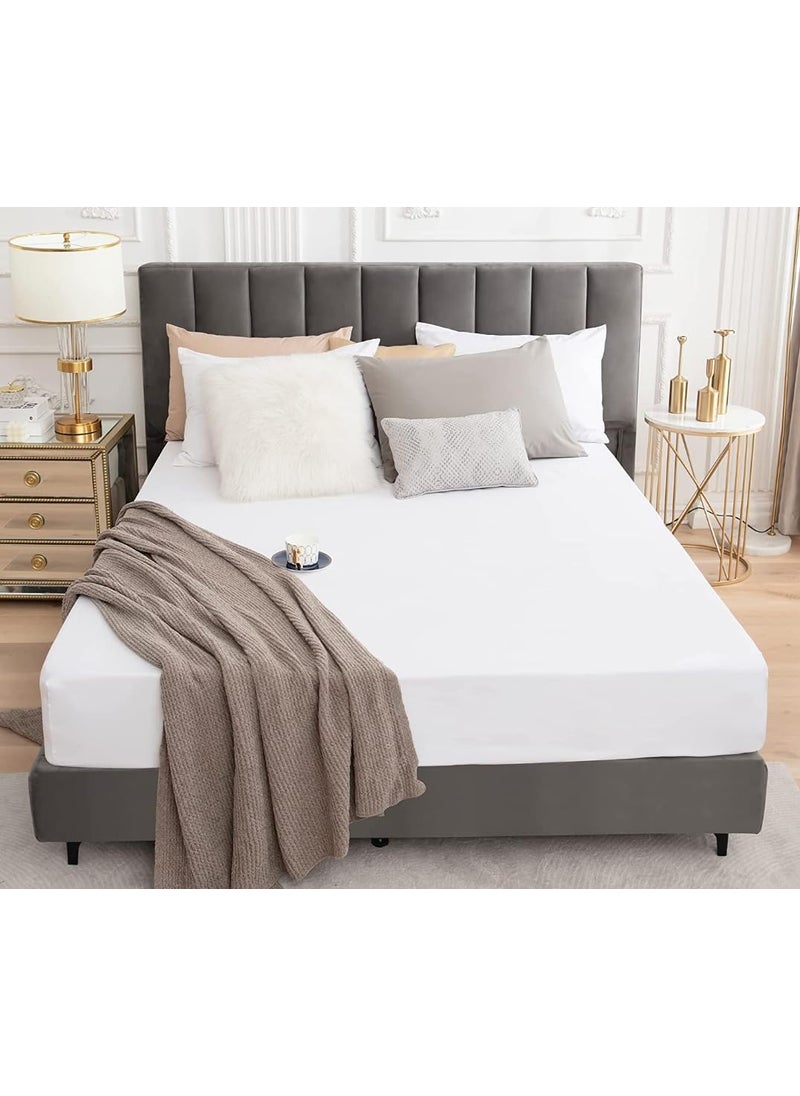 Iconic Care Iconic Care Waterproof Mattress ProtectorBed Cover 72x78 King Soft Terry Cotton Breathable Elastic Fitted White  - Image 1