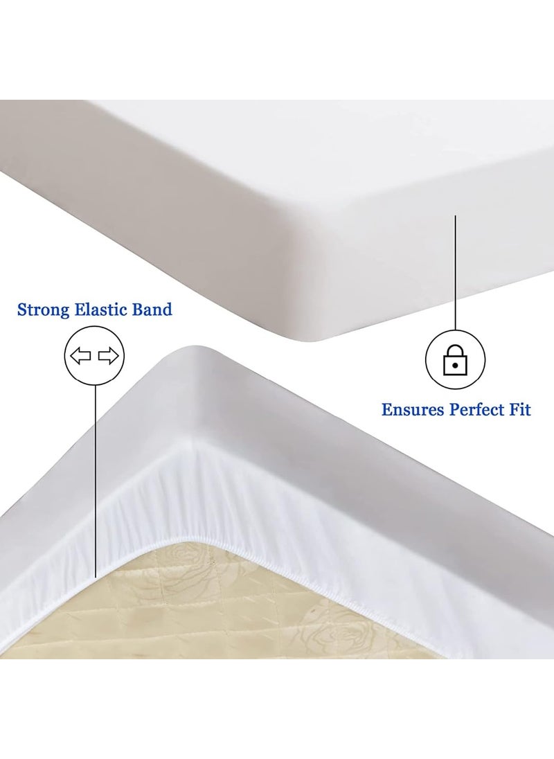 Iconic Care Iconic Care Waterproof Mattress ProtectorBed Cover 72x78 King Soft Terry Cotton Breathable Elastic Fitted White  - Image 4