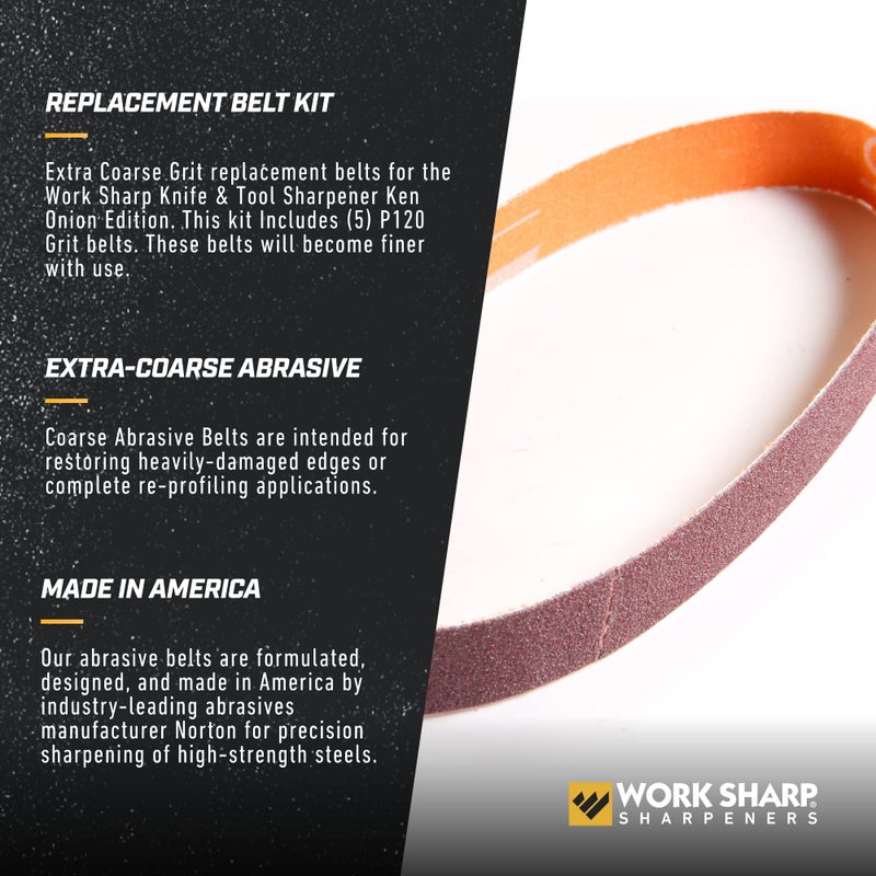 Work Sharp مجموعة أحزمة حبيبات خشنة إضافية من وورك شارب WSSAKO81117 لإصدار كين أونيون - Image 3