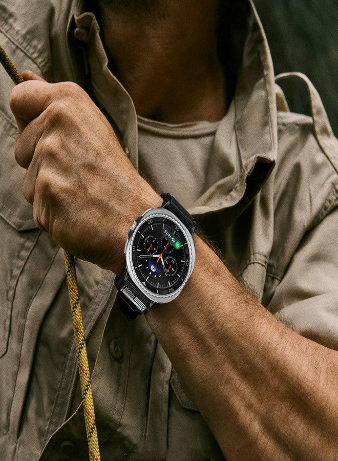 MOFREE Compatible with Samsung Galaxy Watch 8 Classic 46mm/Galaxy Watch 8 40mm 44mm,Rugged Nylon Woven Loop Sport Adjustable Strap Replacement Wristband for Samsung Galaxy Watch 8 Bands for Men Black - Image 4