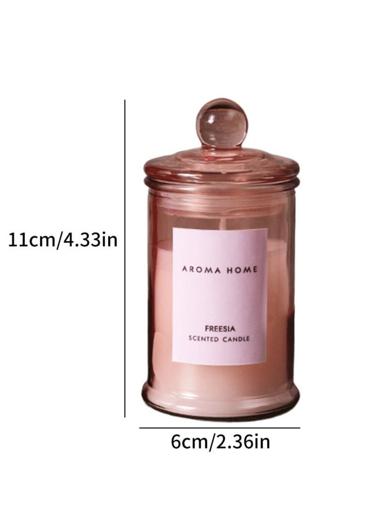 اروما هوم جرة شمعة معطرة بشموع فاخرة من أروما ناتشورالزوعاء مع غطاء بتصميم مثالي كما أنها هدية مثالية لديكور المنزل على الموضة 95 جم (عطر الكمثرى الانجليزية والفريزيا)  - Image 2