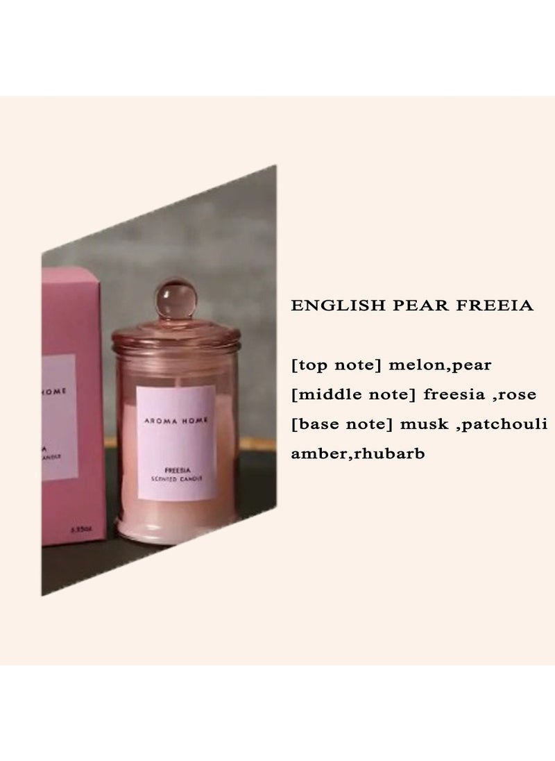 اروما هوم جرة شمعة معطرة بشموع فاخرة من أروما ناتشورالزوعاء مع غطاء بتصميم مثالي كما أنها هدية مثالية لديكور المنزل على الموضة 95 جم (عطر الكمثرى الانجليزية والفريزيا)  - Image 3