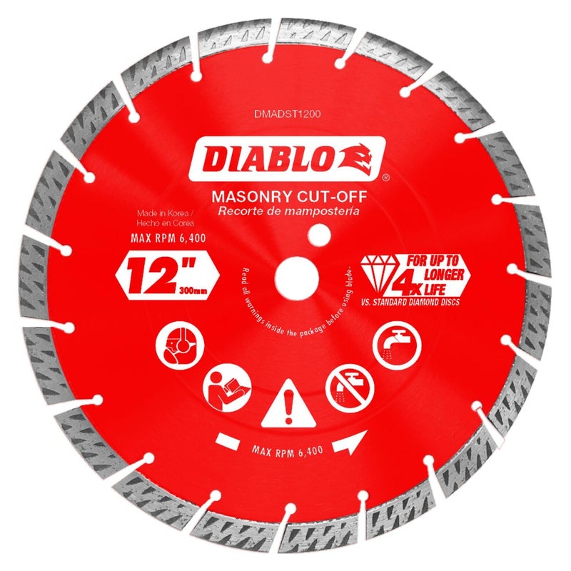 Diablo Tools, 12in. Diamond Turbo Masonry Cut-Off Blade, Blade Diameter 12 in, Model# DMADST1200 - Image 5