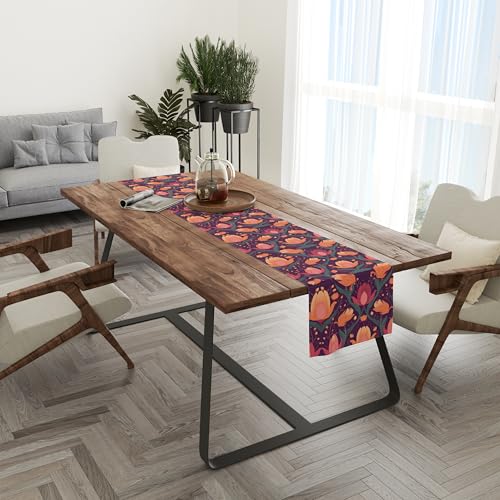 Astitva Cotton Table Runner – 13 x 72 Inches | Orange, Botanical Print Dining Table Cloth | Elegant 6–8 Seater Runner for Home & Party Decoration - Image 5