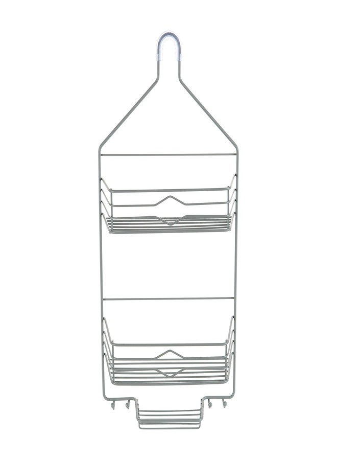 Bath Bliss Aztec Hanging Shower Caddy | Bathroom Storage & Organization | Shower Head Hang | Holds Large Bottles | Accessory Hooks | Suction Cup Backing | Grey - Image 1