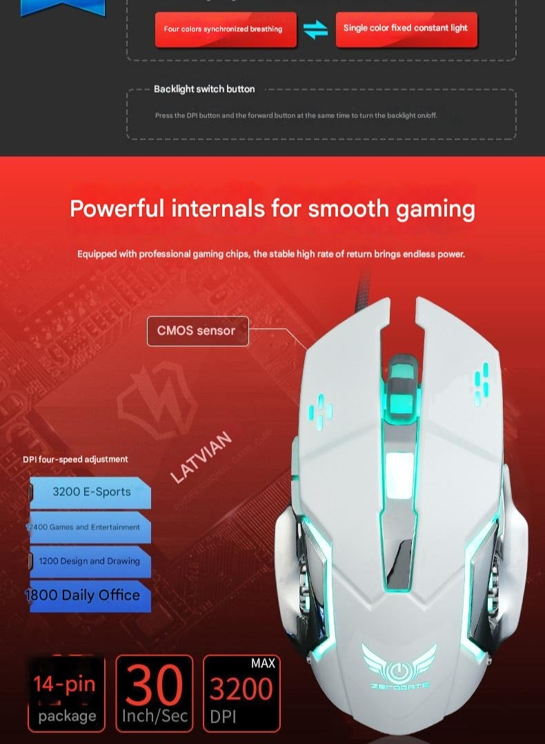 Wrangler G11 Gaming Esports Mechanical Mouse Macro Definition Colorful Luminous Wired USB Mouse - Image 4