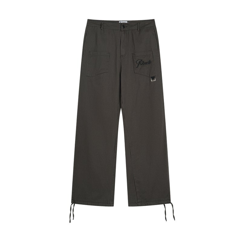High Street Rhude Classic Striped Embroidered Letter Tooling Trousers Loose Straight Drawstring Casual Pants - Image 3