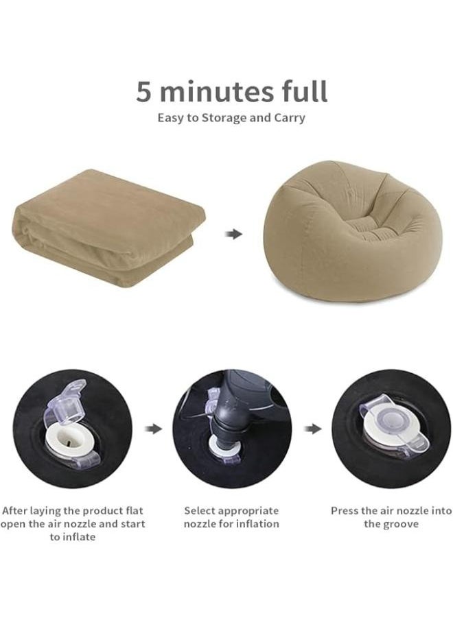 Executive LLC - Inflatable Sofa with Air Pump, Foldable Lounge Chair, Single Person Plush Sofa, Inflatable Outdoor Study Chair(Brown) - Image 1