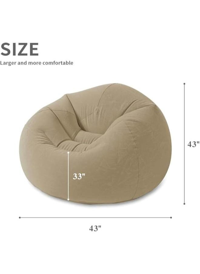 Executive LLC - Inflatable Sofa with Air Pump, Foldable Lounge Chair, Single Person Plush Sofa, Inflatable Outdoor Study Chair(Brown) - Image 1