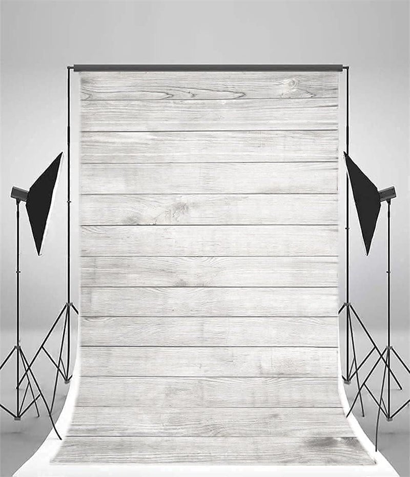 AOFOTO 6x8ft White Wood Backdrop for Photography Grey Wood Grain Board Hardwood Plank Back Drop Vintage Wooden Wall Floor Background Kid Newborn Baby Shower Birthday Adult Portrait Photo Studio Props - Image 3