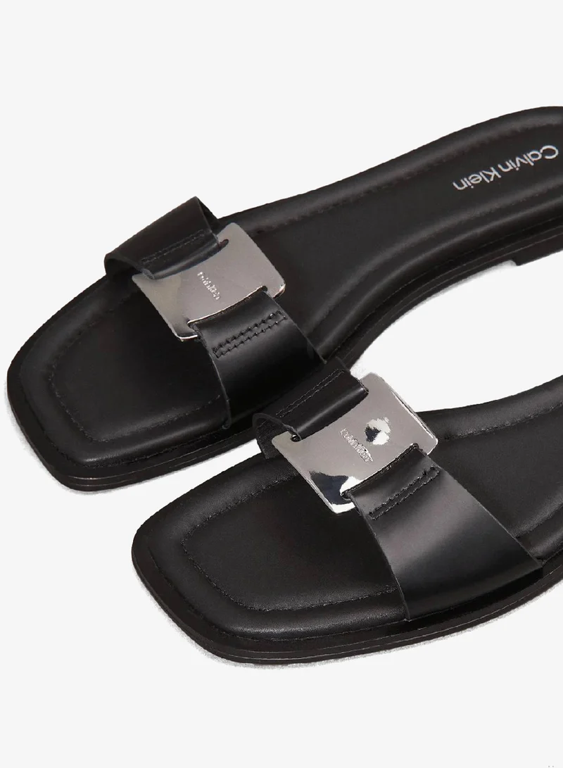 CALVIN KLEIN Ck Black Leather Sliders for Women | Best Price UAE