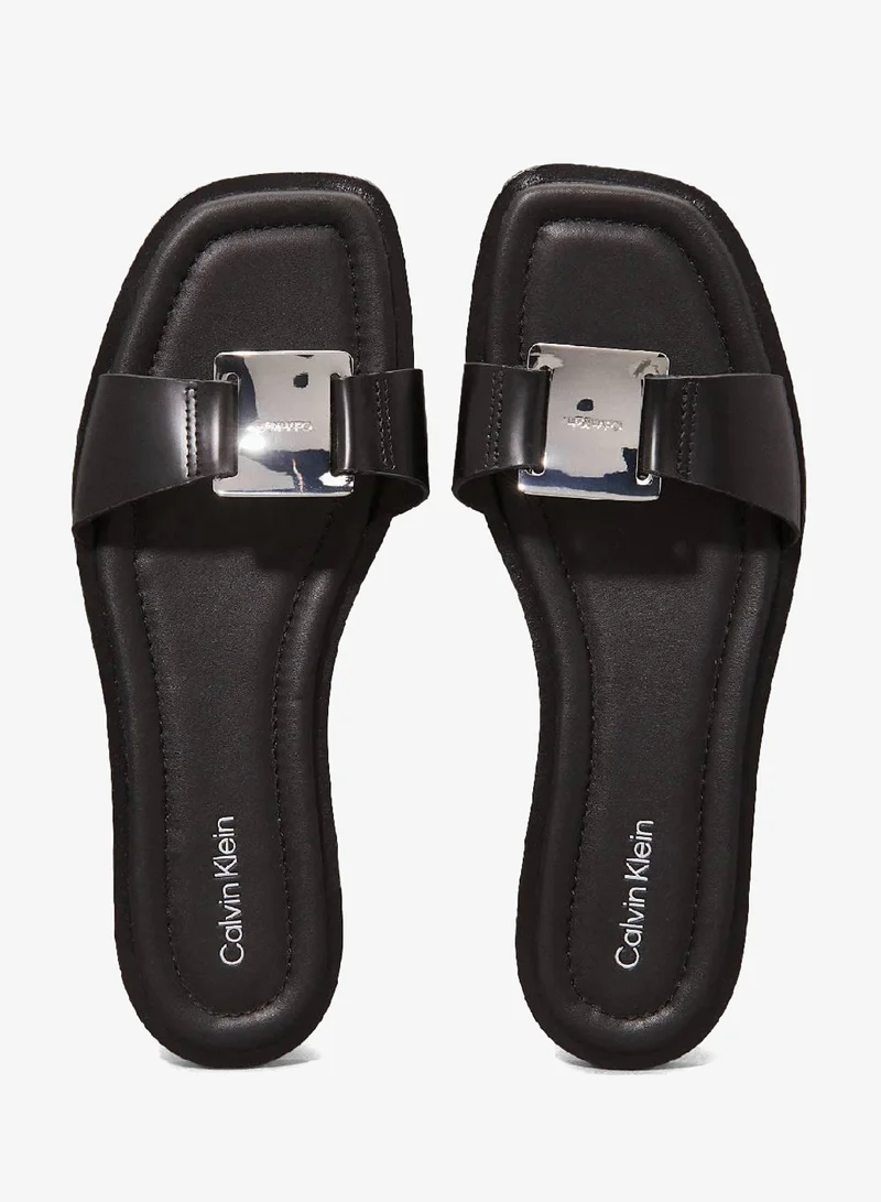 CALVIN KLEIN Ck Black Leather Sliders for Women | Best Price UAE
