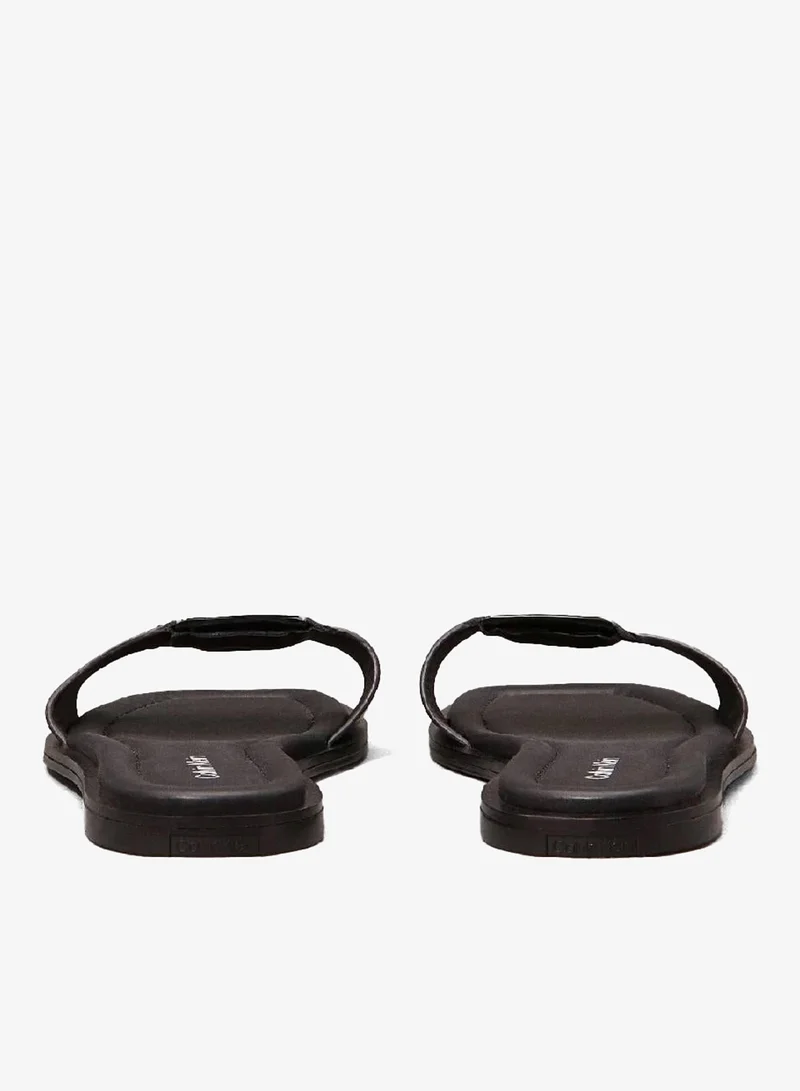 CALVIN KLEIN Ck Black Leather Sliders for Women | Best Price UAE