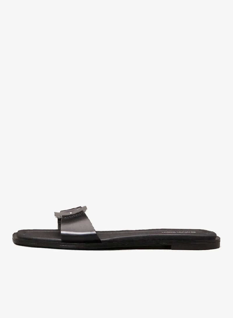 CALVIN KLEIN Ck Black Leather Sliders for Women | Best Price UAE