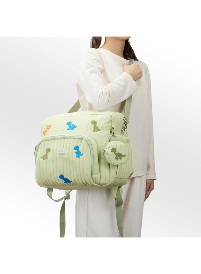 GOBABYMART Diaper Bag Backpack with Changing Pad - Travel Baby Bag, Insulated Bottle Pockets, Stroller Straps (Medium - Green Dinosaurs) - Image 5
