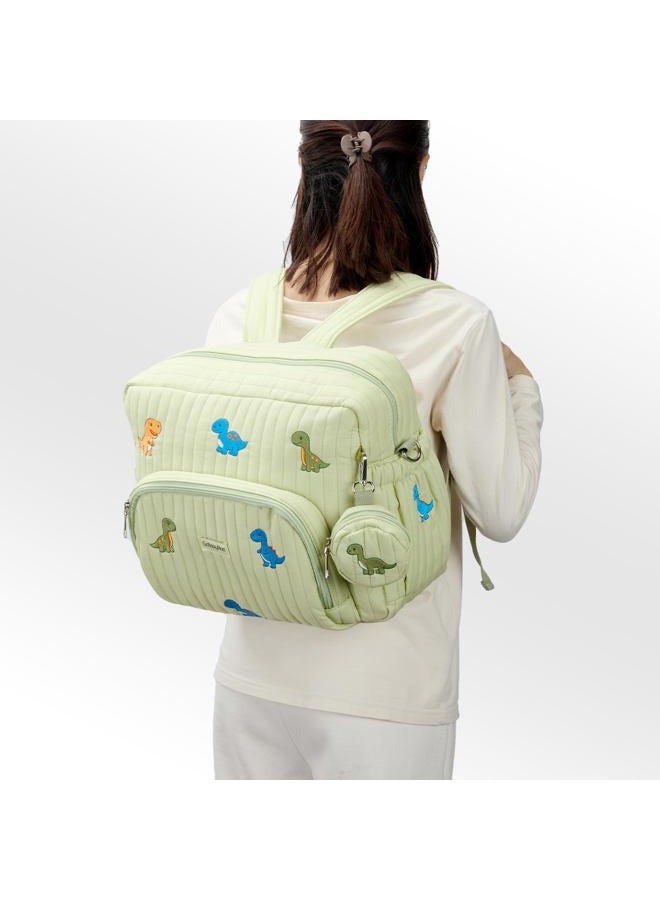 GOBABYMART Diaper Bag Backpack with Changing Pad - Travel Baby Bag, Insulated Bottle Pockets, Stroller Straps (Medium - Green Dinosaurs) - Image 2