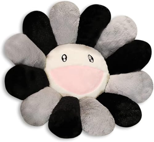 SNEPOO Smile Face Plush Rainbow Pillow Sunflower Indie Decor Plush Pillow Soft Comfortable Flower Floor Pillow for Home Reading Bed Room Decoration 40CM Grey - Image 1