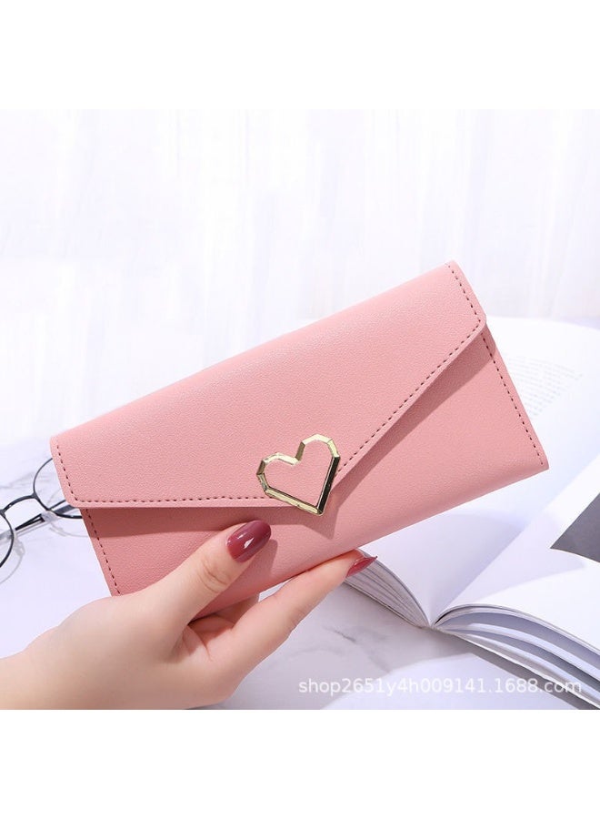 جيانغ بي أو محفظة نسائية طويلة جديدة - محفظة كلاتش جلدية ناعمة بتصميم قلب مع زر للإغلاق وفتحات متعددة للبطاقات وحامل للهاتف، محفظة أنيقة للاستخدام اليومي - Image 2