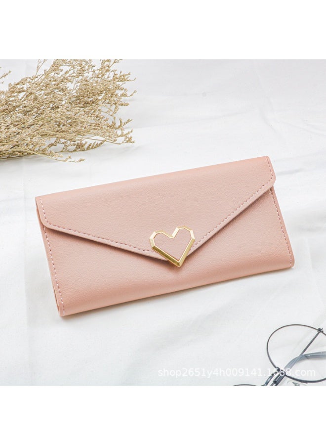 جيانغ بي أو محفظة نسائية طويلة جديدة - محفظة كلاتش جلدية ناعمة بتصميم قلب مع زر للإغلاق وفتحات متعددة للبطاقات وحامل للهاتف، محفظة أنيقة للاستخدام اليومي - Image 3