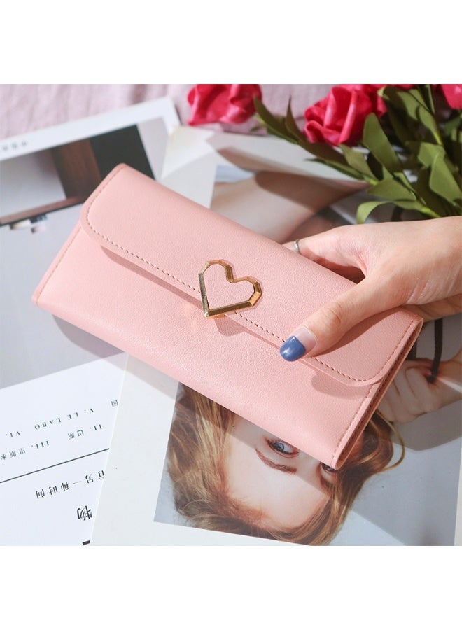 جيانغ بي أو محفظة نسائية طويلة جديدة - محفظة كلاتش جلدية ناعمة بتصميم قلب مع زر للإغلاق وفتحات متعددة للبطاقات وحامل للهاتف، محفظة أنيقة للاستخدام اليومي - Image 5
