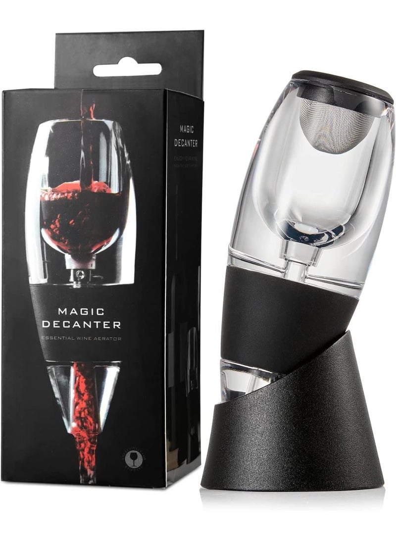 Wine Aerator Decanter with Unique Base, Three-Stage Aeration, Pourer, Wine Sediment Filter, No-Drip Stand Convenience for Wine Lovers, Waiters, Sommeliers - Image 1