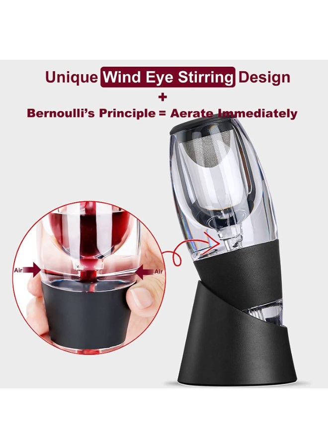 Wine Aerator Decanter with Unique Base, Three-Stage Aeration, Pourer, Wine Sediment Filter, No-Drip Stand Convenience for Wine Lovers, Waiters, Sommeliers - Image 2