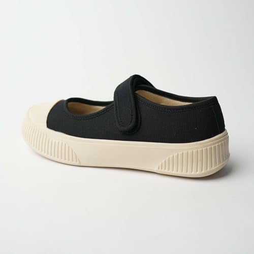 Theater Jiro Black Women's Mary Jane Canvas Flats | Slip-On Round-Toe Shoes with Adjustable Strap | Comfortable & Lightweight | Formal & Casual Wear - Image 4