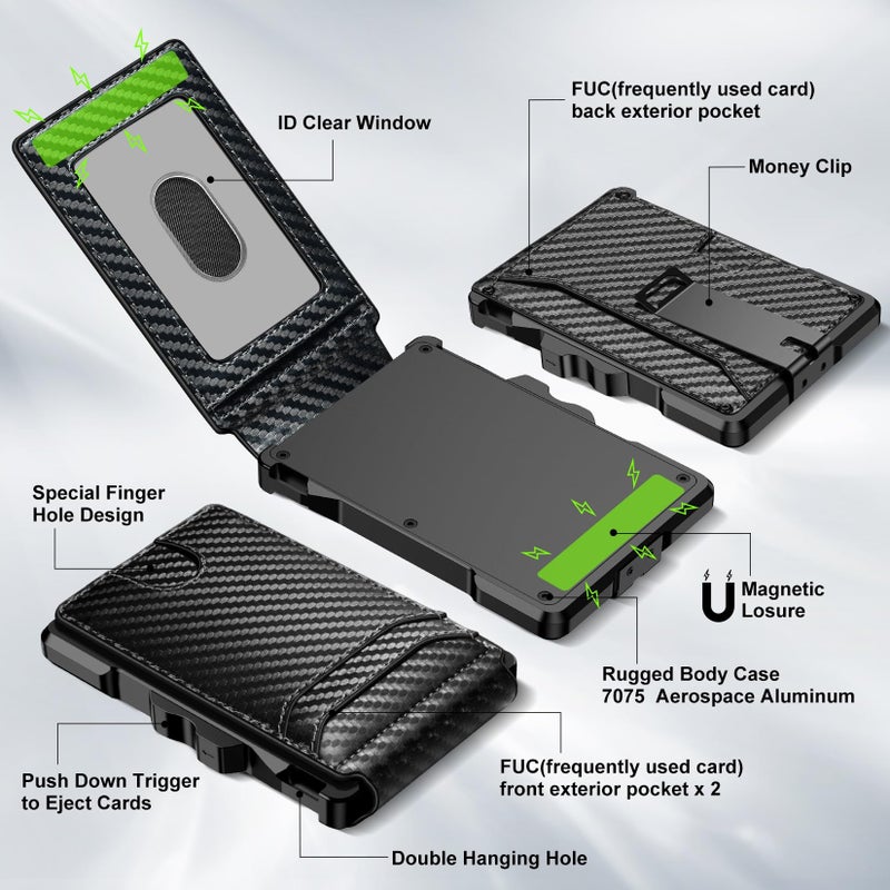 furid Smart Wallet For Men Slim: Rfid Minimalist Pop Up Wallets with Money Clip Metal Credit Card Holder - Gifts for Husband Father at Birthday Anniversary - Image 2