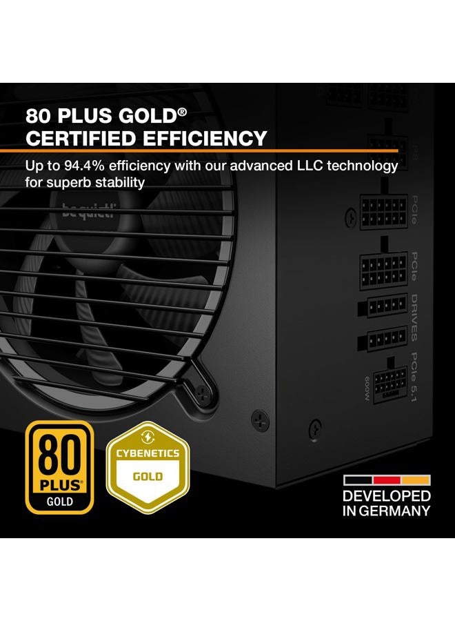 be quiet! Pure Power 13 M 750W Power Supply, 80 Plus® Gold Certification, ATX 3.1 PSU, Support for PCIe 5.1 GPUs, semi-Passive 120mm be quiet! Fan, LLC Technology, Single Rail, for Overclocked GPUs - Image 3