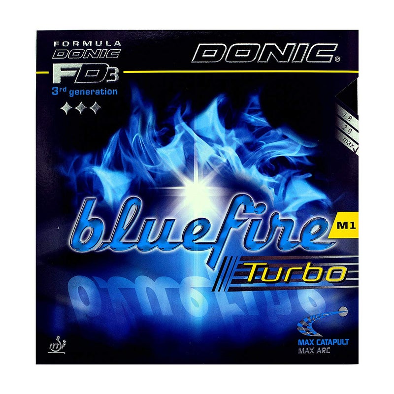 donic Blue Fire M1 Turbo Table Tennis Rubber, Colour - Black - Image 1