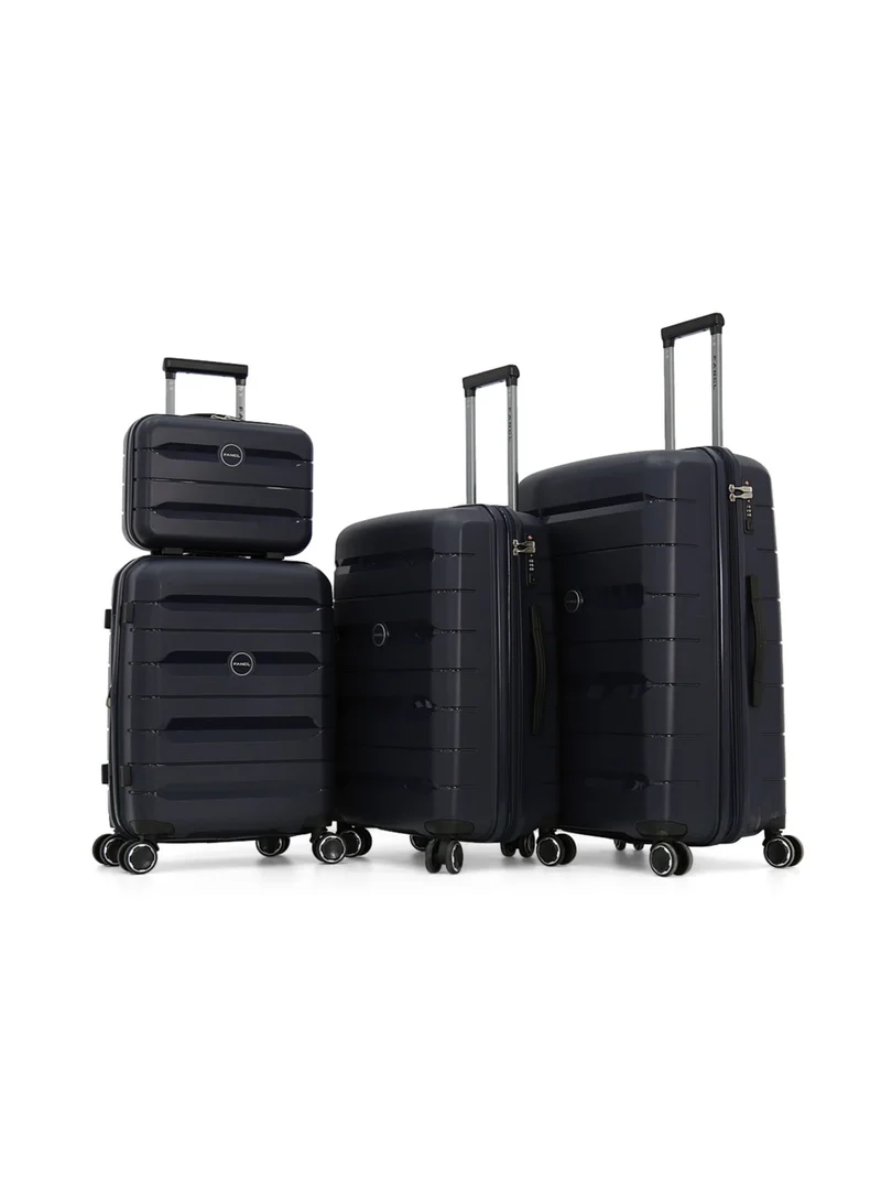 فانكل Hardside Luggage Trolley Bag 4 Pieces Set,Blue (BC-12",S-20",M-24",L-28")