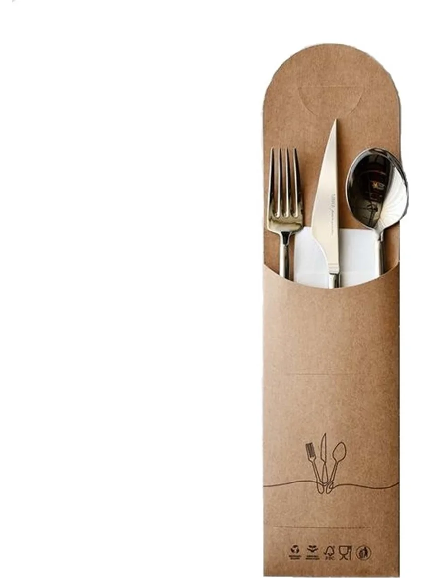 Ambalaj Pazarı Packaging Market Kraft Fork Spoon Knife Case - 100 PIECES