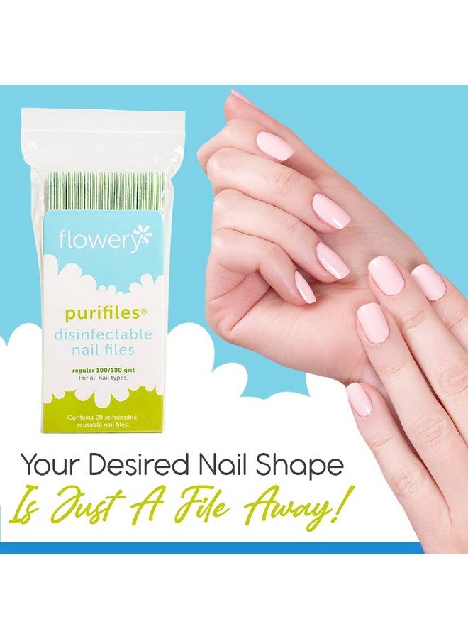 Flowery Green Core Disinfectable Nail Files 100180 Grit 20 Per Pack  - Image 2