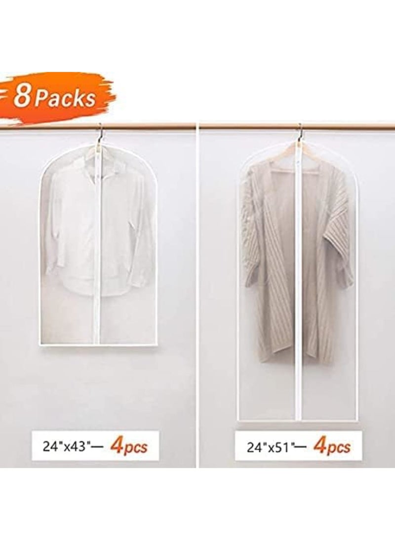 Luckam Garment Cover, Moth Proof Garment Bags, Clear Garment Bags, Hanging Garment Bag, Dress Garment Bags for Storage or for Travel, Breathable Dust and Waterproof Garment Covers Clear (43''/ 51'', 8 Pack) - Image 2