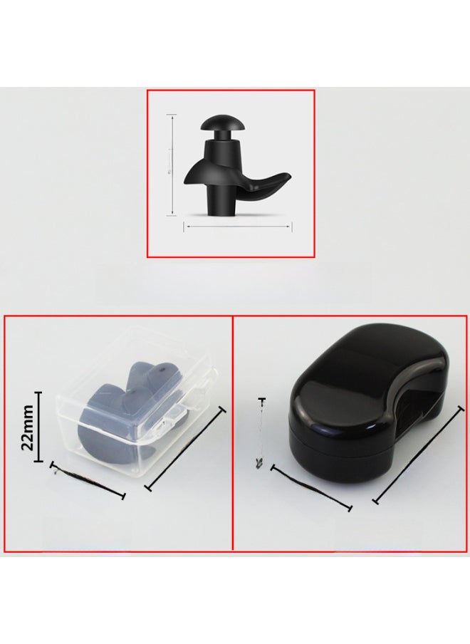 Generic - Swimming Earplugs Professional Ear Anti-water Silicone Earplugs Anti-noise Sleep Sound Insulation Earplugs Swimming Nose Clip Set-Color:Black Pair (high-grade Transparent) - Image 1