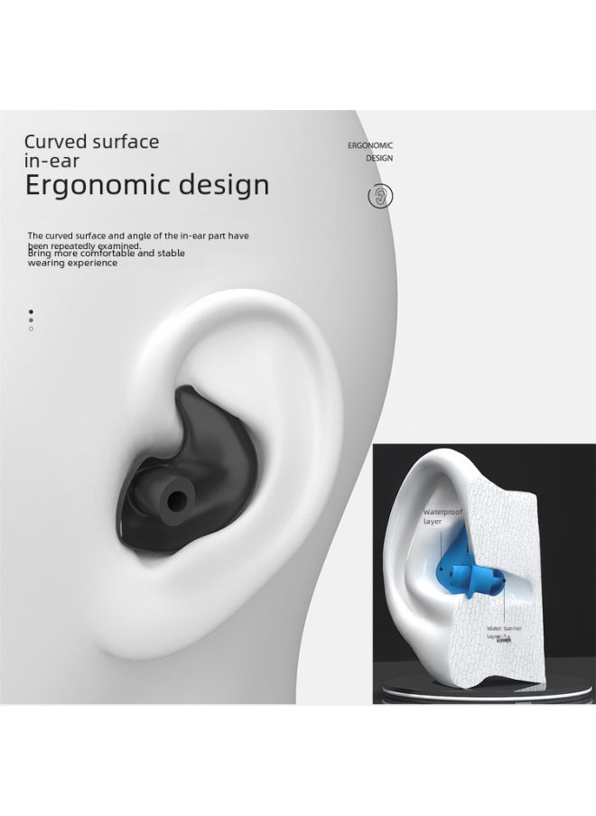 Generic - Swimming Earplugs Professional Ear Anti-water Silicone Earplugs Anti-noise Sleep Sound Insulation Earplugs Swimming Nose Clip Set-Color:Black Pair (high-grade Transparent) - Image 1