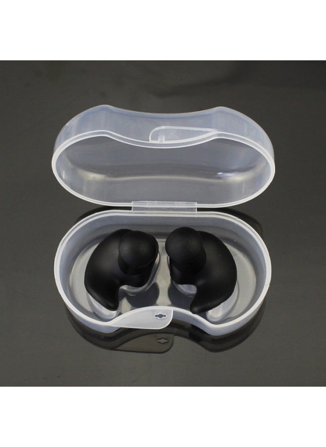 Generic - Swimming Earplugs Professional Ear Anti-water Silicone Earplugs Anti-noise Sleep Sound Insulation Earplugs Swimming Nose Clip Set-Color:Black Pair (high-grade Transparent) - Image 1