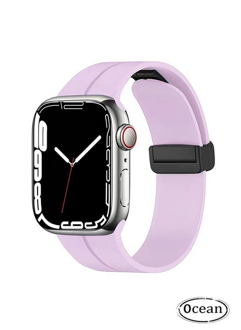 Magnetic for Apple Watch Band 38mm/40mm/41mm iWatch Bands, Magnetic Band D-buckle Silicone Sport Strap Replacement WristBand for Apple Watch SE Series 8/7/6/5/4/3/2/1, Lavender Purple