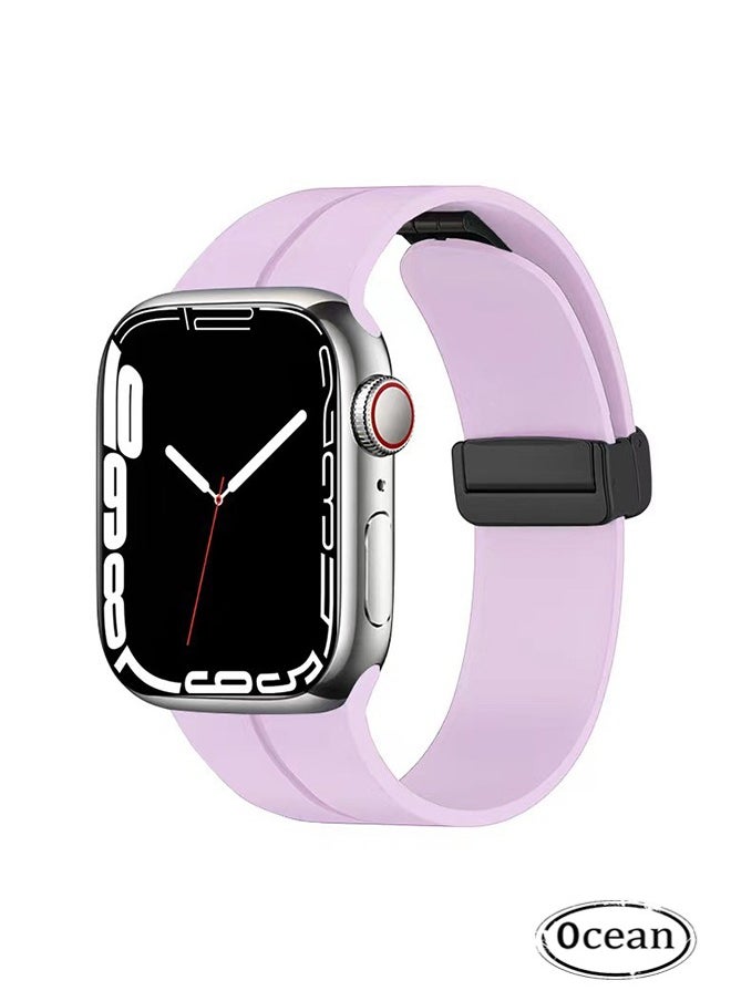Ocean - Magnetic for Apple Watch Band 38mm/40mm/41mm iWatch Bands, Magnetic Band D-buckle Silicone Sport Strap Replacement WristBand for Apple Watch SE Series 8/7/6/5/4/3/2/1, Lavender Purple - Image 1