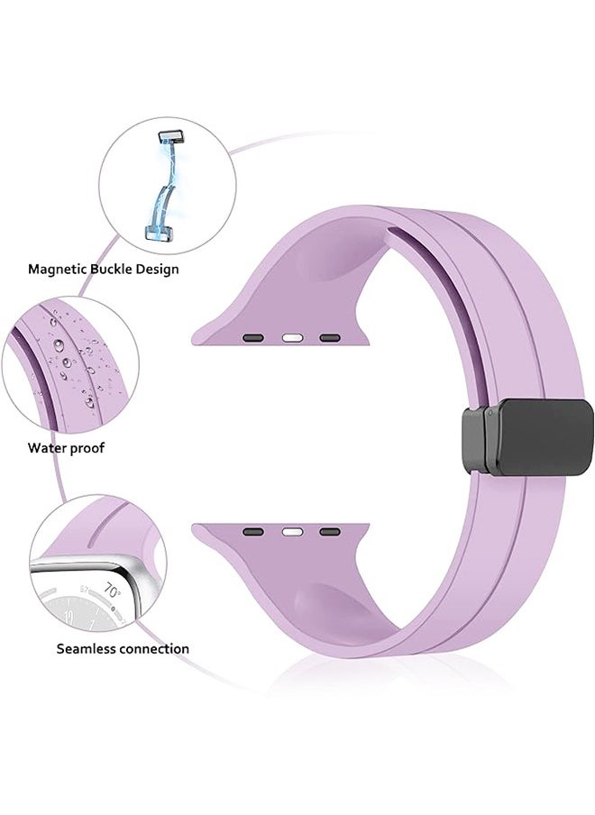 Ocean - Magnetic for Apple Watch Band 38mm/40mm/41mm iWatch Bands, Magnetic Band D-buckle Silicone Sport Strap Replacement WristBand for Apple Watch SE Series 8/7/6/5/4/3/2/1, Lavender Purple - Image 1
